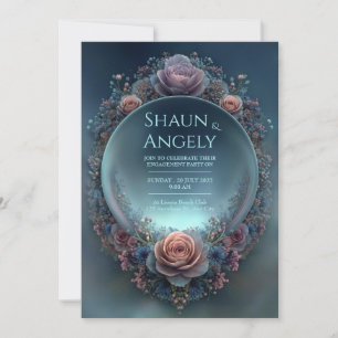 Midnight Rose Celestial Ethereal Orb Wedding Invitation
