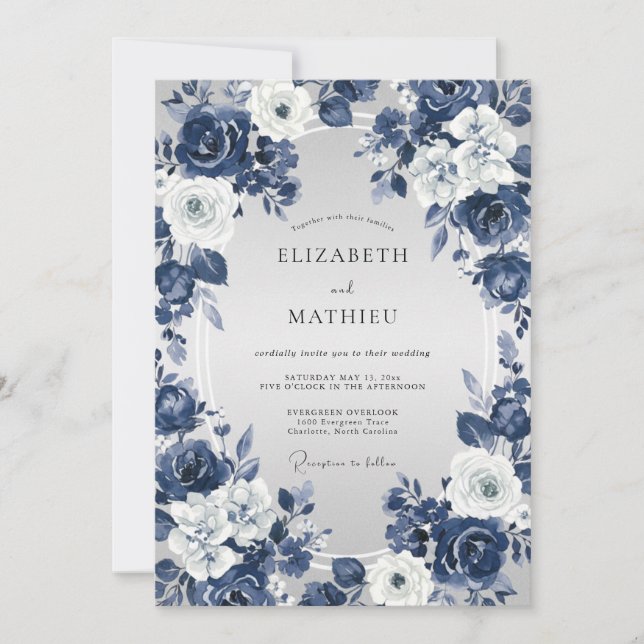 Midnight Rose Wedding Invitation (Front)