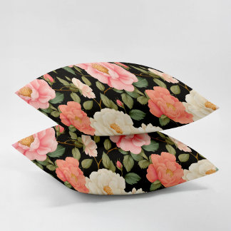Midnight Rose Whispers Black Pink Vintage Pillowcase
