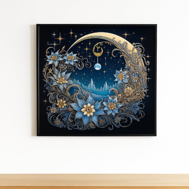 Midnight Serenity: A Celestial Bloom Poster (Creator Uploaded)