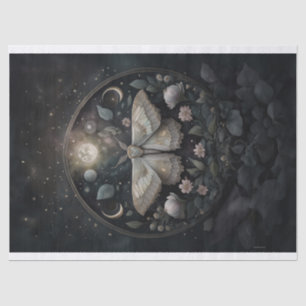 Midnight Silvery Wings, Moth & Moon Tissue Paper