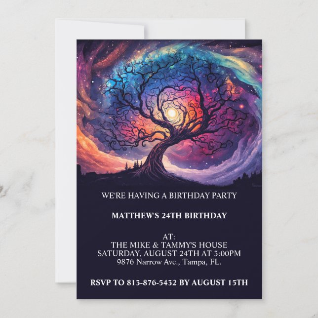 Midnight Skies Birthday Party Invitations (Front)