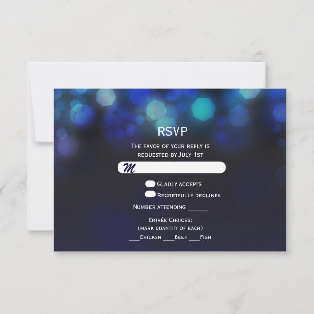 Midnight Sky Bokeh Lights RSVP Wedding Card Insert (Front)