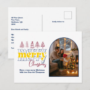 Midnight Sky Cozy Arch Photo Merry Christmas Holiday Postcard