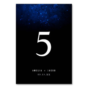 Midnight Sky & Shining Stars Galaxy Wedding Table Number