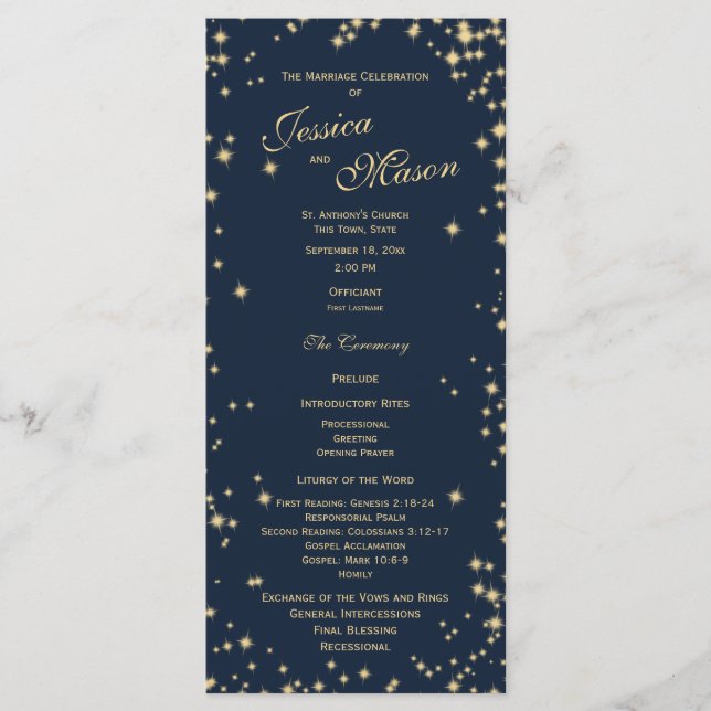 Midnight Sky Twinkle Navy Blue and Gold Program (Front)