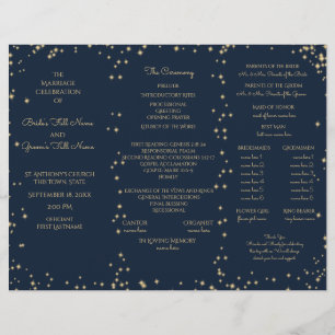 Midnight Sky Twinkle Star Tri Fold Wedding Program