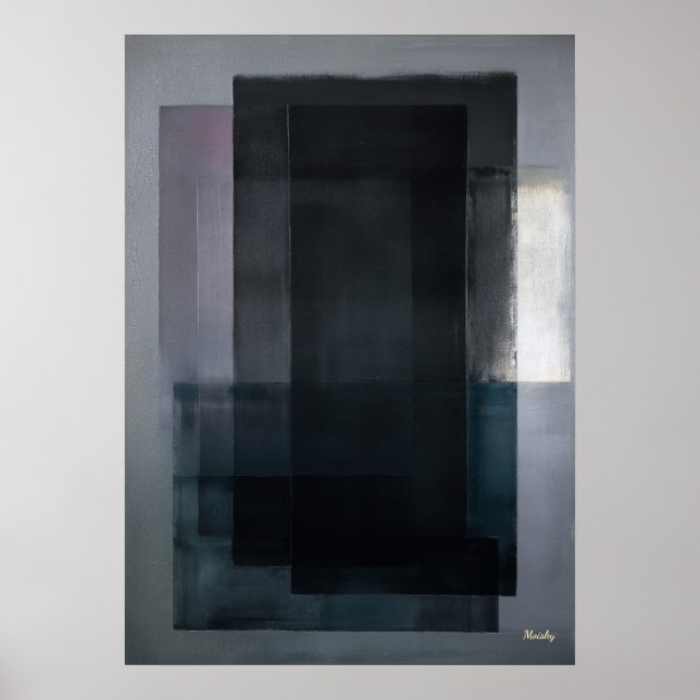 Midnight Slate Color Field Abstract Modern Wall Poster (Front)