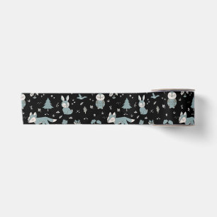 Midnight Sleepy Little Woodland Critters Satin Ribbon