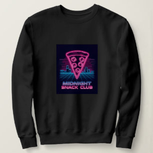 Midnight Snack Club – Neon Synthwave Pizza Slice  Sweatshirt