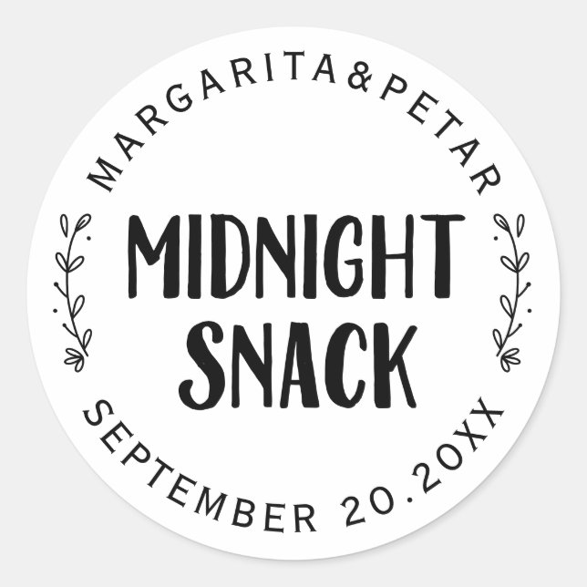 Midnight Snack Wedding Classic Round Sticker (Front)
