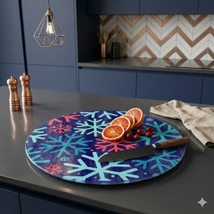 Midnight Snowfall Glass Cutting Board