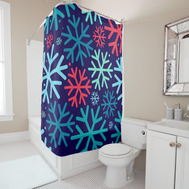 Midnight Snowfall Shower Curtain (In Situ)