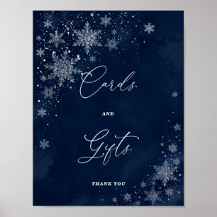 Midnight Snowflakes Bridal Shower Cards & Gifts Poster