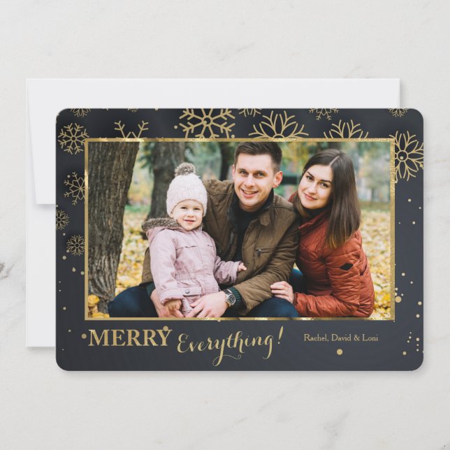 Midnight Snowflakes Photo Holiday Card (Front)