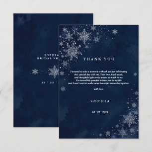 Midnight Snowflakes Winter Bridal Shower Flat Thank You Card