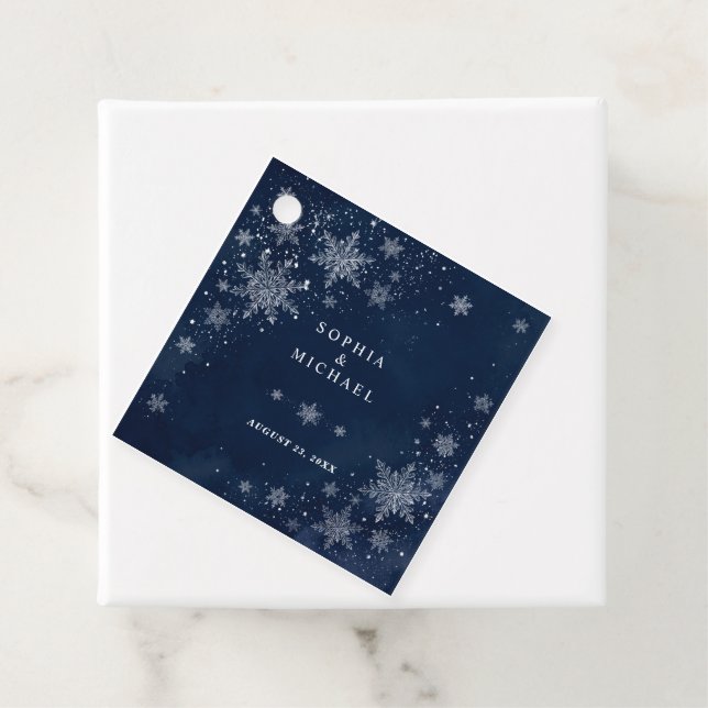 Midnight Snowflakes Winter Wedding  Favour Tags (In Situ)