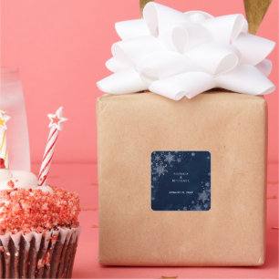 Midnight Snowflakes Winter Wedding Square Sticker