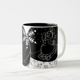 Midnight Snowman  Two-Tone Coffee Mug