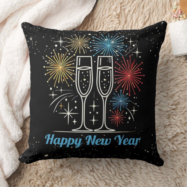 Midnight Sparkle Celebration Throw Pillow (Blanket)