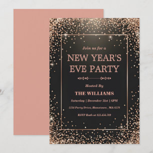 Midnight Sparkle New Year Party Invitation
