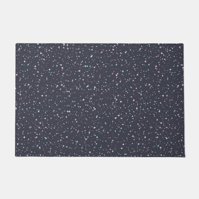 Midnight Speckled Pastel Splatter Paint Dots Doormat (Front)