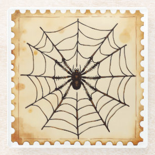 "Midnight Spinner" Halloween Glass Coaster