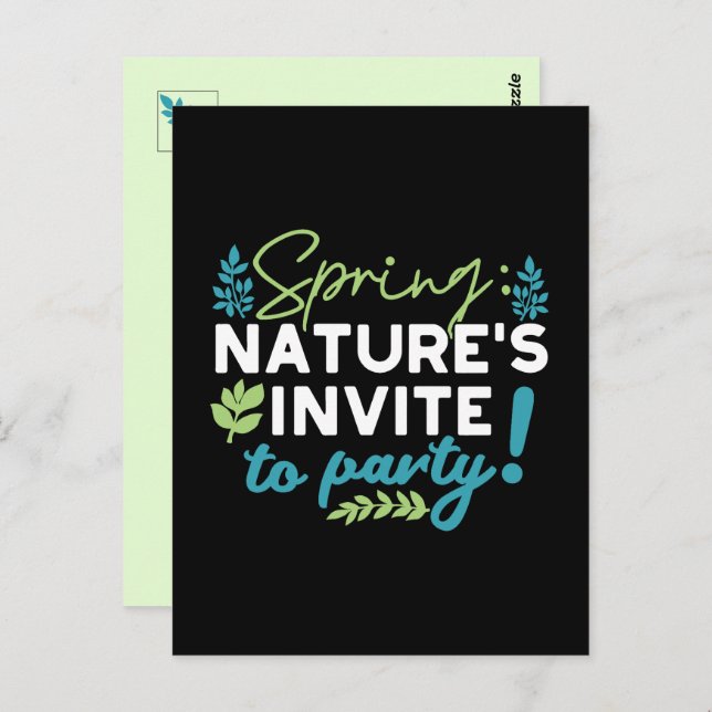 Midnight Spring Revelry 'Nature's Invite to Party' Postcard (Front/Back)