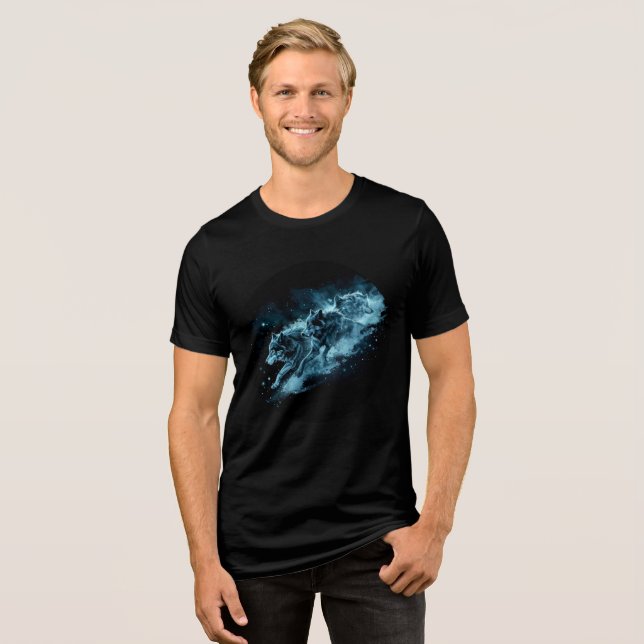 Midnight Star Wolves Running Print Tri-Blend Shirt (Front Full)
