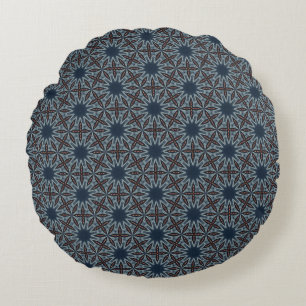 Midnight Starburst Lattice Round Pillow