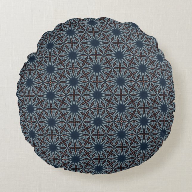 Midnight Starburst Lattice Round Pillow (Front)