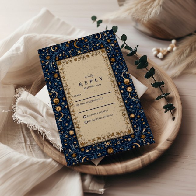 Midnight Stars Celestial Wedding RSVP Card (Creator Uploaded)