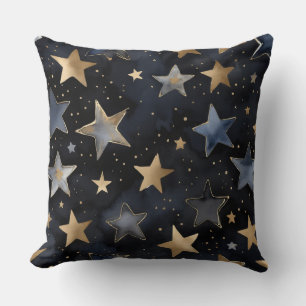 Midnight stars throw pillow