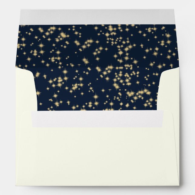Midnight Stars Twinkle Sky Navy Blue Envelope (Back (Bottom))