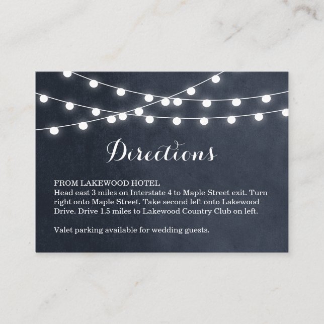 Midnight String Lights Wedding Directions Insert (Front)