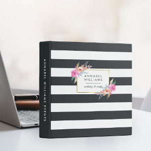 Midnight Stripe & Tropical Floral Personalized Binder