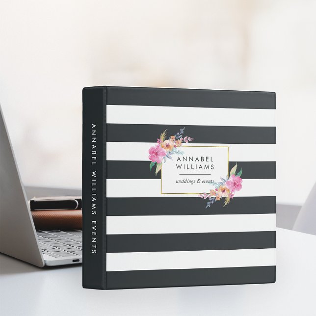 Midnight Stripe & Tropical Floral Personalized Binder (Creator Uploaded)