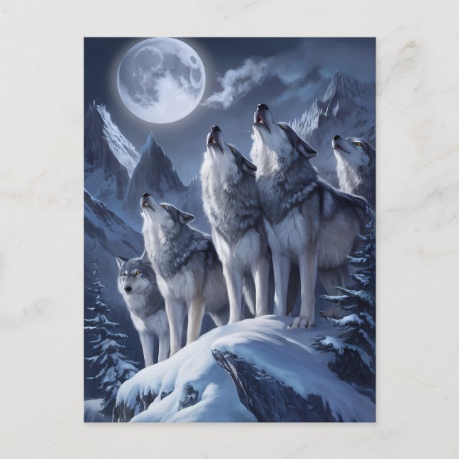 Midnight Summit Wolves Trio Postcard (Front)