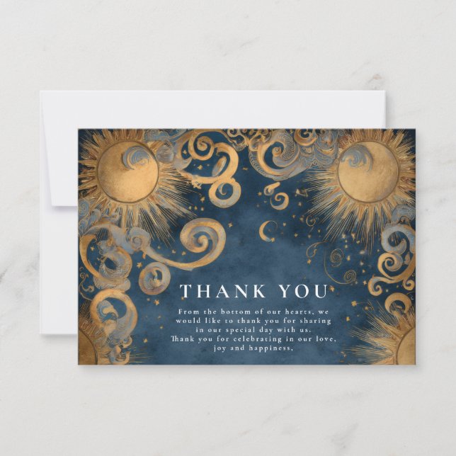 Midnight Sun Celestial Wedding Thank You Card (Front)