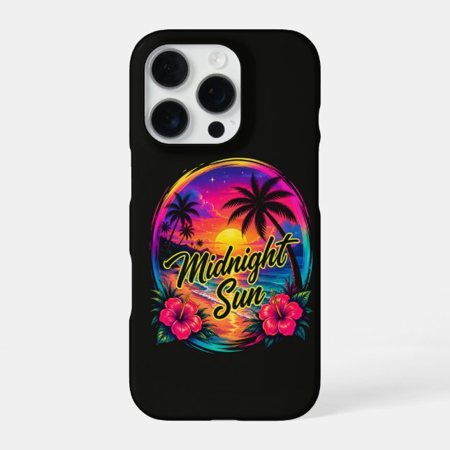 Midnight Sun Tropical Beach Sunset iPhone Case (Back)