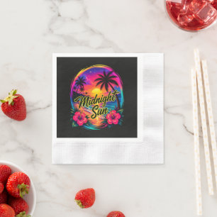 Midnight Sun Tropical Beach Sunset Napkin