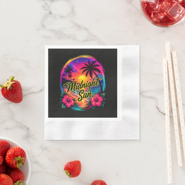Midnight Sun Tropical Beach Sunset Napkin (Insitu)