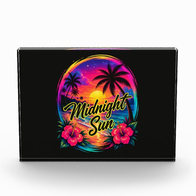 Midnight Sun Tropical Beach Sunset Photo Block (Front)