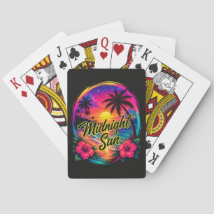 Midnight Sun Tropical Beach Sunset Playing Cards