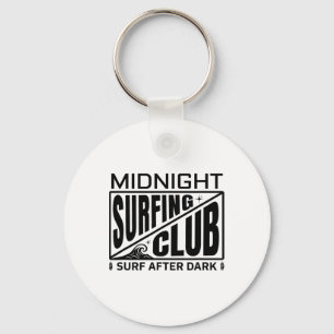 Midnight Surfing Club Moonlit Surfers Life Keychain