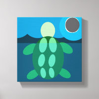 Midnight swim turtle on canvas