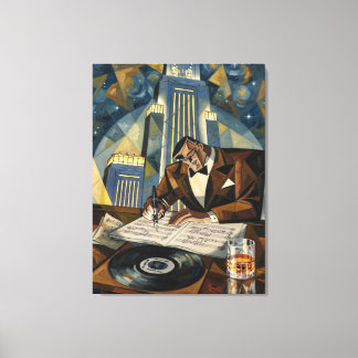 Midnight Symphony Art Deco Vintage Musician Canvas Print