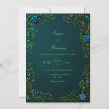 Midnight Teal Gilded Blossom Wedding