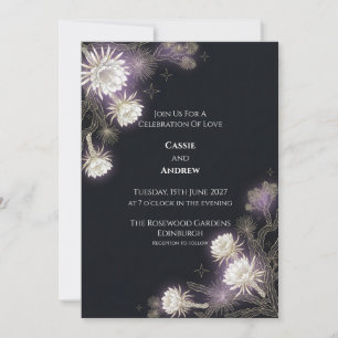 Midnight Thistle Celestial Wedding Invitation