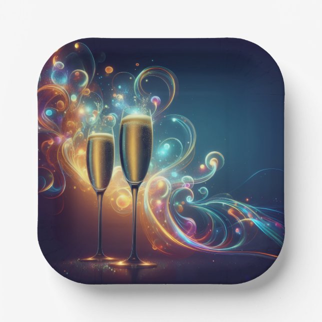 Midnight Toast Paper Plates (Front)